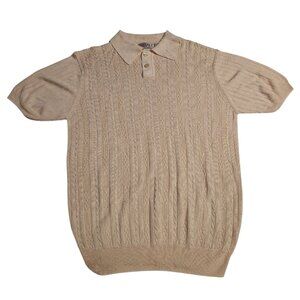 Vintage 90s Cable Knit Polo Shirt Academia Preppy Retro Clubwear Mens Medium